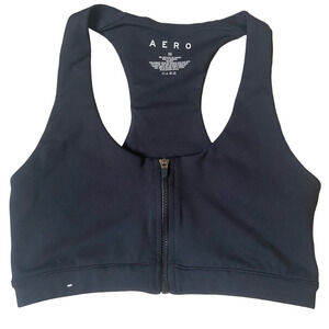 Aero Women's Black Zip-Front Sports Bra